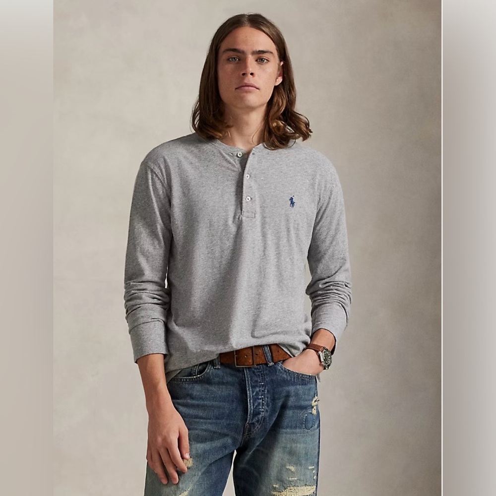 NWT Ralph Lauren Polo Slub Jersey Henley Shirt, size L